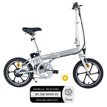 Pack  Vélo à assistance électrique pliant 16'' Key Largo + Marquage BicyCode
