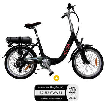 Vélo à assistance électrique Confort 20'' : Pack Vélo à assistance électrique Confort 20'' Noir 10,4AH + Marquage BicyCode