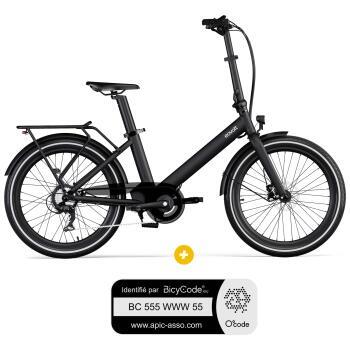 Pack Vélo à assistance électrique 24'' EVENING modèle 2023 V1 Noir Onyx + Marquage BicyCode