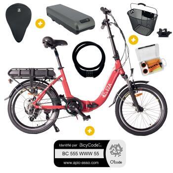 Pack Vélo à assistance électrique Confort 20'' Rouge 13Ah + Marquage BicyCode