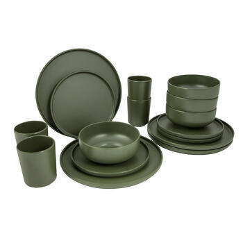 Pack vaisselle mélamine Patom 16 pièces vert