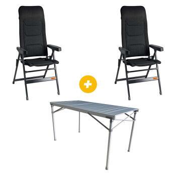 Pack 2 Fauteuils Major Gris foncés + Table