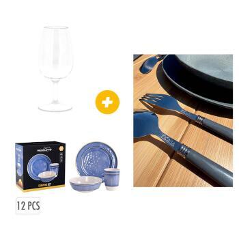 Pack vaisselle en mélamine + Set Couverts + 6 Verres