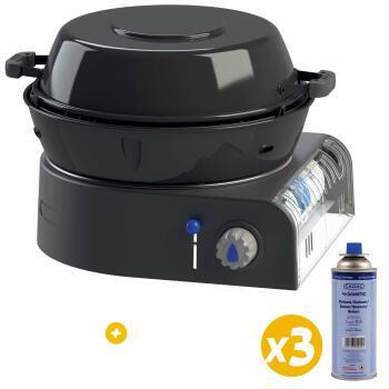 Barbecue à gaz portable Safari Chef 30 Compact 30mbar + 3 cartouches de gaz