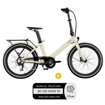 Vélo à assistance électrique pliant 24'' Evening Origins Sable Chaud + Marquage Bicycode
