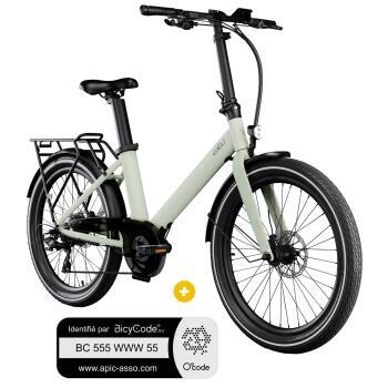 Vélo à assistance électrique semi pliant EVENING 24'' vert + Marquage Bicycode