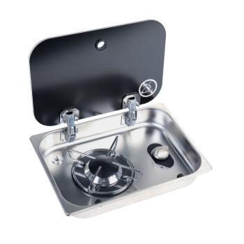 Réchaud à gaz encastrable avec couvercle en acier inoxydable 1 Feu 250 ×357