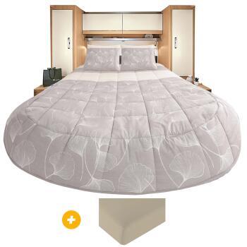 Prêt à dormir 100% coton BILOBA 130 x 190 cm Pan coupé Gauche + Ensemble Drap &  Drap housse - Coloris beige