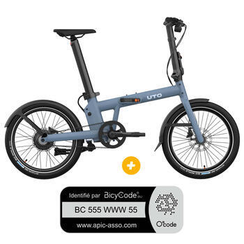 Pack Vélo à assistance électrique pliant PRO20 : Coloris taupe satin + Marquage Bicycode