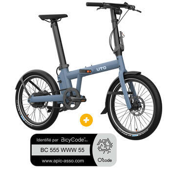 Pack Vélo à assistance électrique pliant PRO20 : Coloris vert fumé satin + Marquage Bicycode