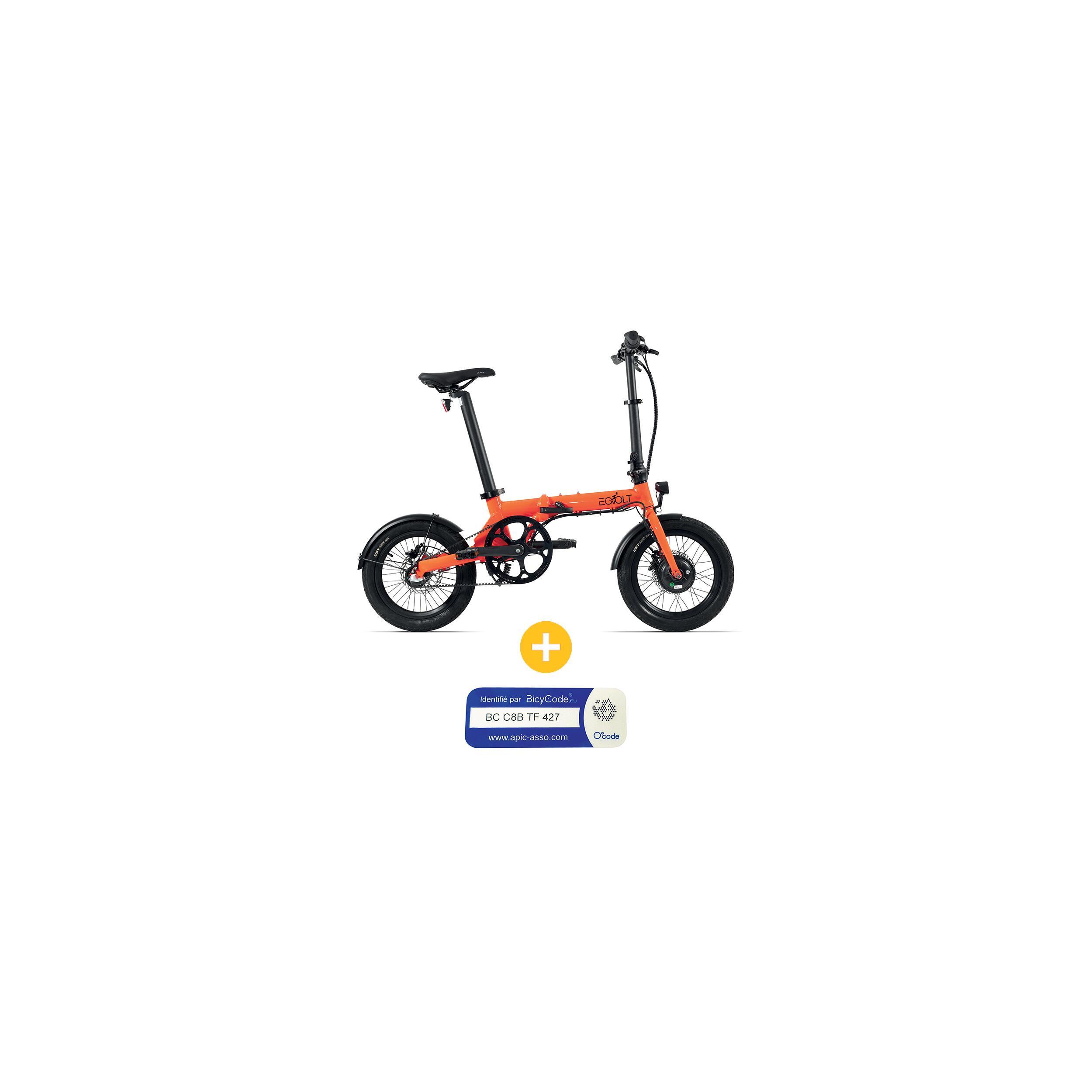 Pack Vélo à assistance électrique pliant City X orange + Marquage BicyCode