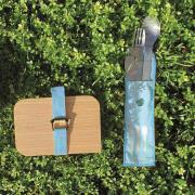 Couverts nomades en inox : Pochette bleue