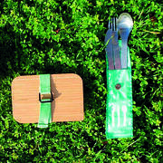 Couverts nomades en inox : Pochette verte