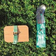 Couverts nomades en inox : Pochette verte