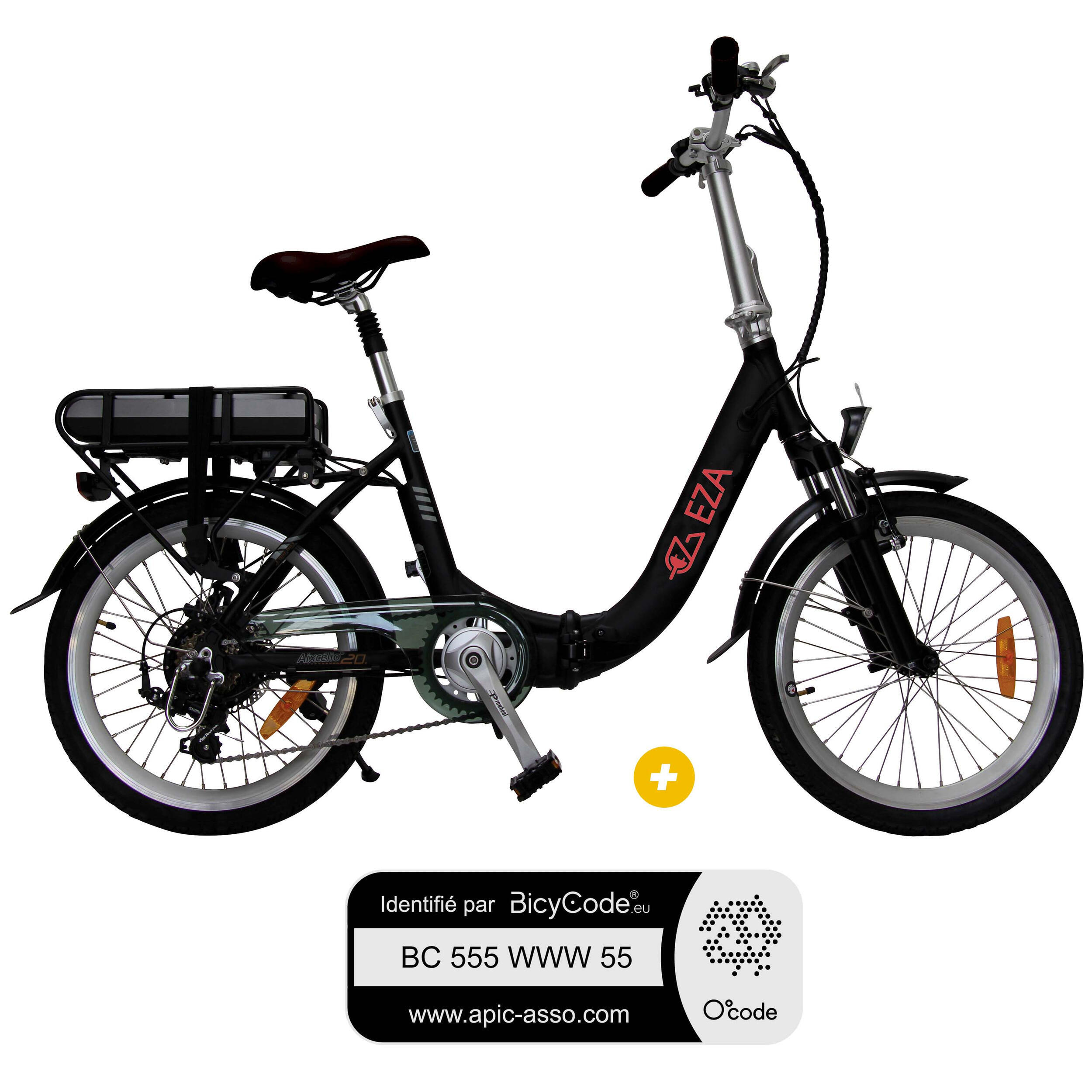 Vélo à assistance électrique Confort 20'' : Pack Vélo à assistance électrique Confort 20'' Noir 13Ah + Marquage BicyCode
