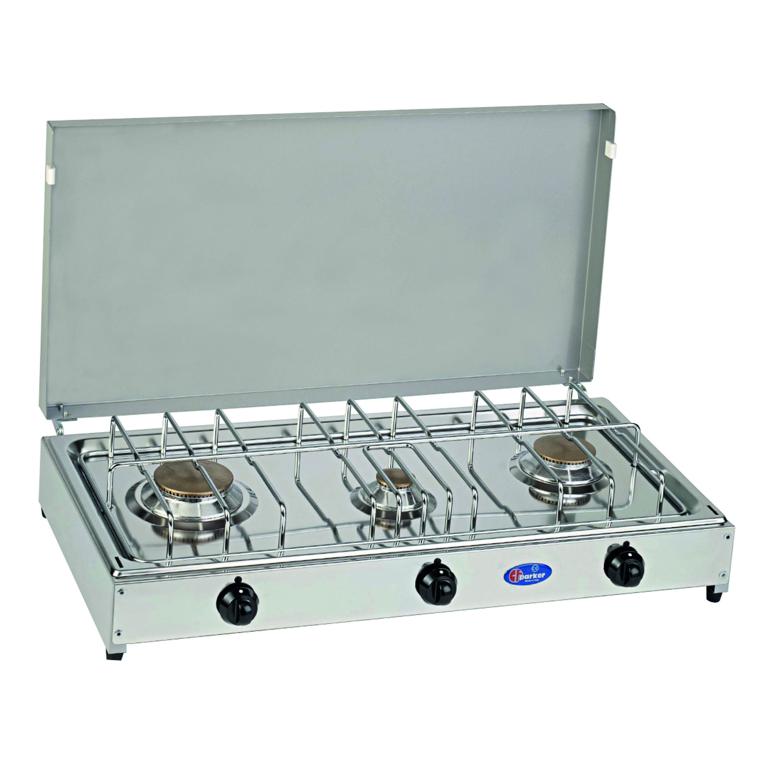 Réchaud à gaz en inox : 3 feux