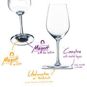 Lot de 2 verres à vin en cristal aimantés