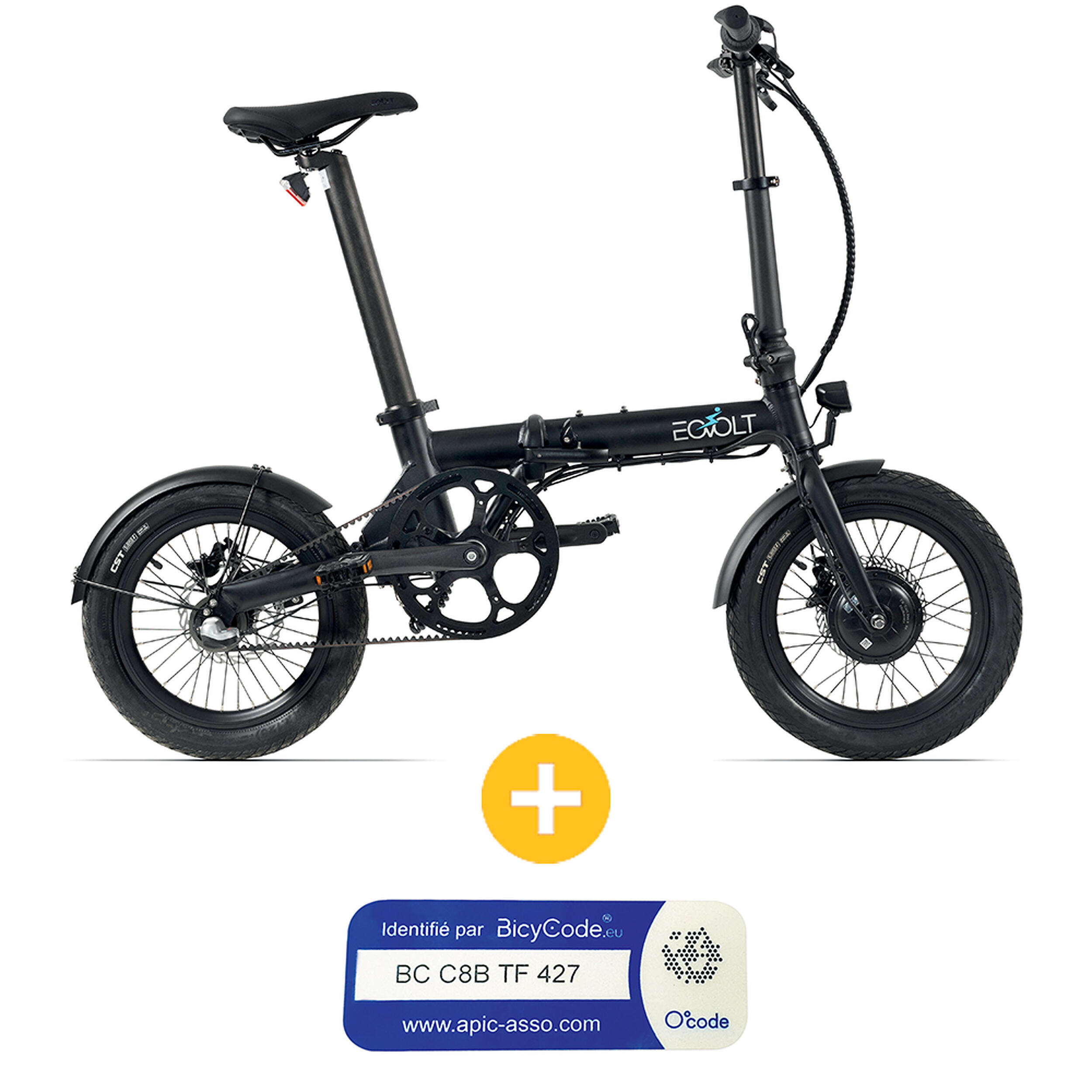 Pack Vélo à assistance électrique pliant City X noir + Marquage BicyCode