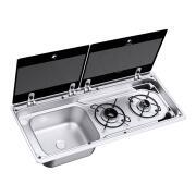 Plan de cuisson compact 2 feux : Evier à droite