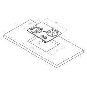 Réchaud à gaz encastrable en verre crystal : 2 Feux 380x280