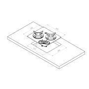 Réchaud à gaz encastrable en acier inoxydable : 2 Feux 350X320