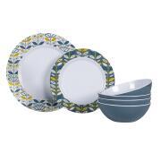Pack vaisselle mélamine 12 pièces : Design Flora