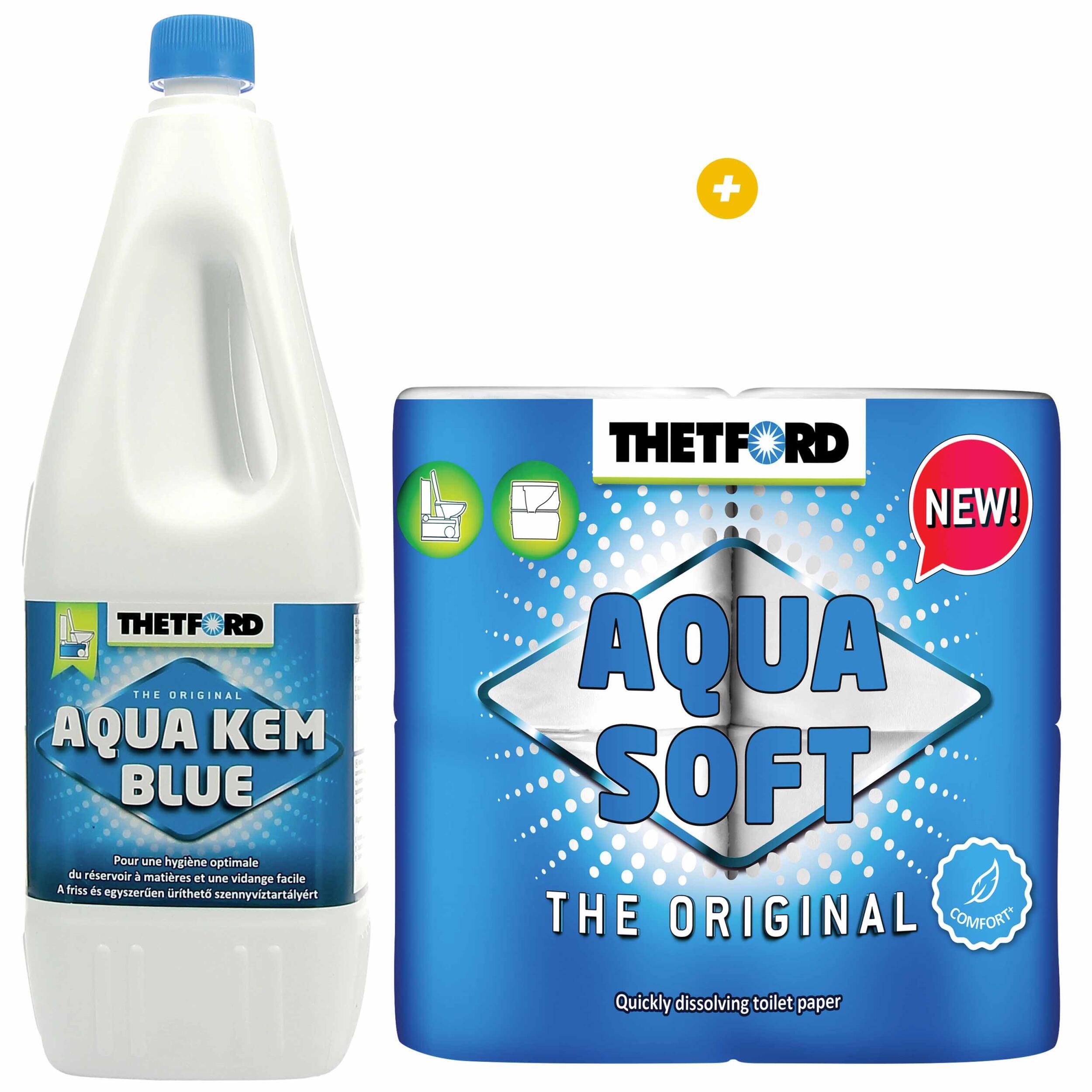 Aqua-Kem bleu 2 litres  + Papier toilette Aqua soft