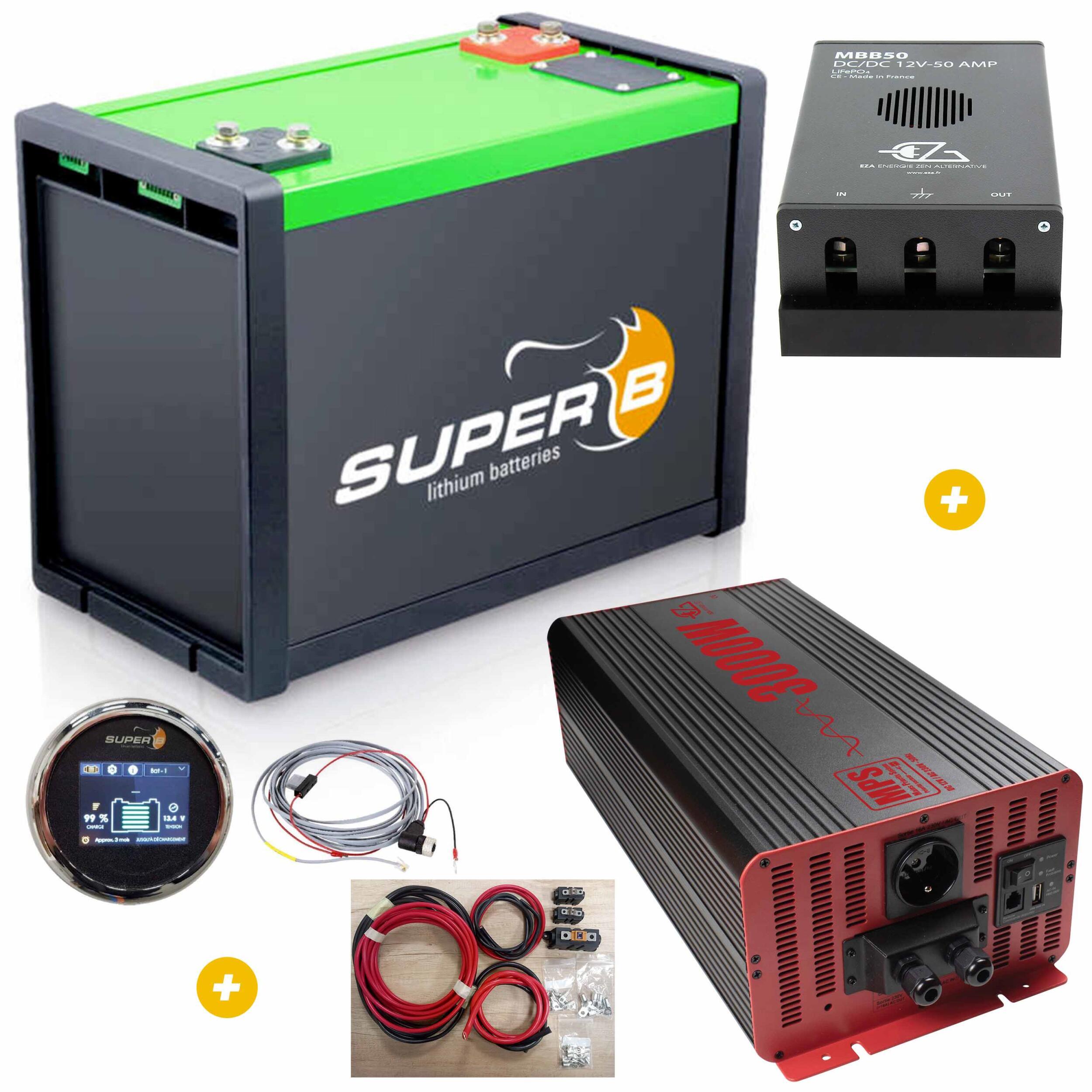 Batterie Lithium Nomia 210 Ah + Afficheur SB Touch  + Convertisseur  + Booster de charge  + Kit montage batteries