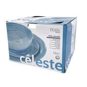 Pack vaisselle mélamine 12 pièces Céleste