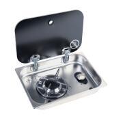 Réchaud à gaz encastrable avec couvercle en acier inoxydable 1 Feu 250 ×357