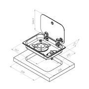 Réchaud à gaz encastrable avec couvercle en acier inoxydable 1 Feu 250 ×357