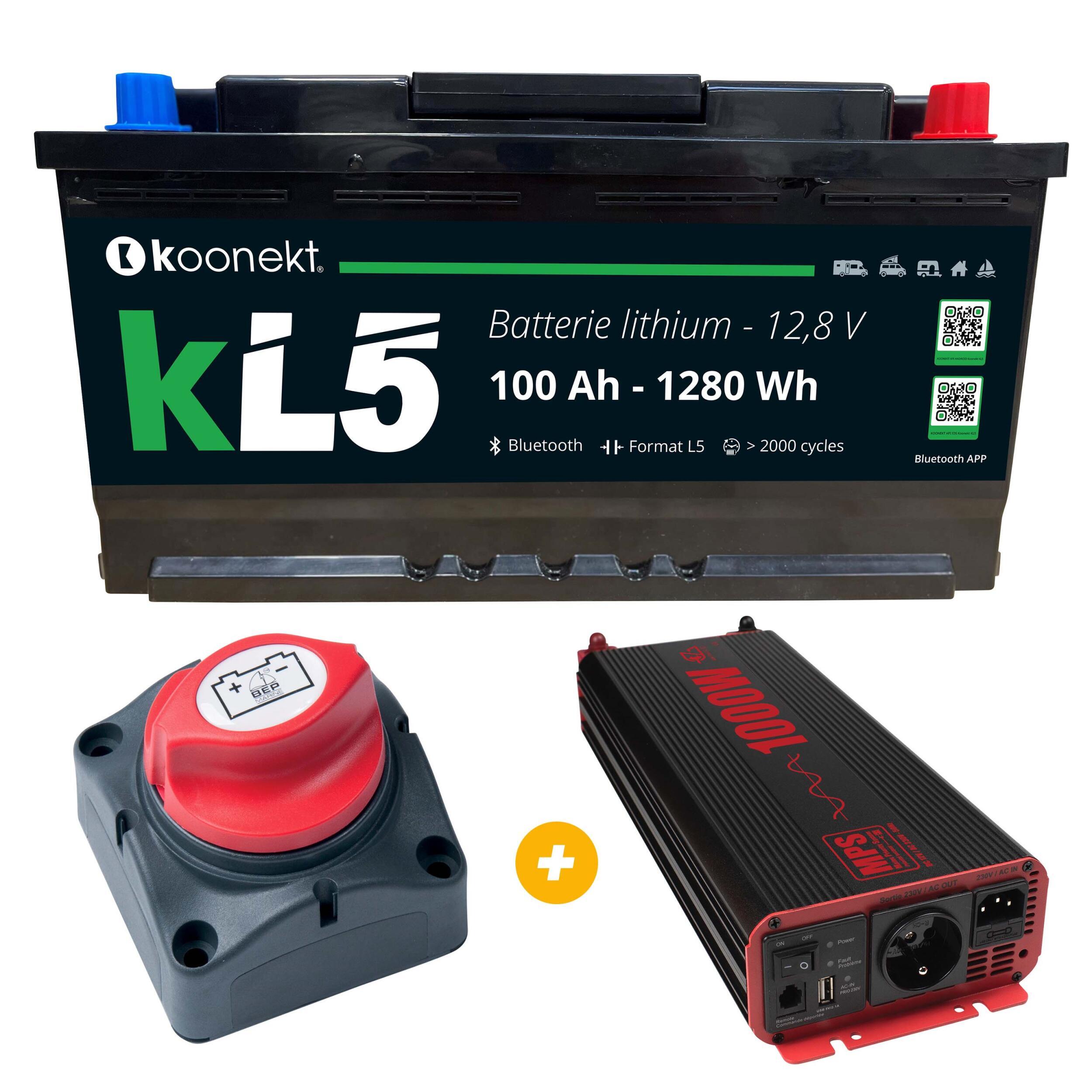 Batterie Lithium + Convertisseur Pur-Sinus + Coupe batterie unipolaire